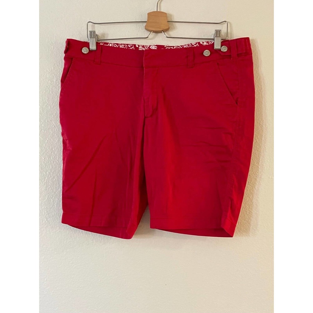 1955 Vintage Size 13‎ Juniors Womens Bermuda Chino Shorts Button-Tab Waist Red - Picture 2 of 8